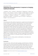 Rethinking clinical placements: A response to changing healthcare demands