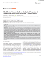 The Effect of Cement Shade on the Optical Properties of Additively Manufactured Permanent Crown Materials