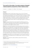 The need for active allies: A narrative analysis of disabled medical students’ perspectives of their medical school