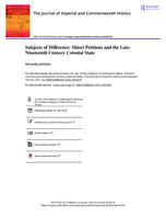 Subjects of Difference: Māori Petitions and the Late-Nineteenth Century Colonial State