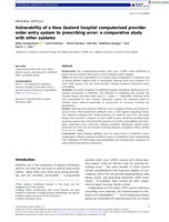 Vulnerability of a New Zealand hospital computerised provider order entry system to prescribing error: a comparative study with other systems