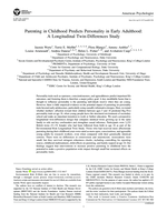 Parenting in childhood predicts personality in early adulthood: A longitudinal twin-differences study