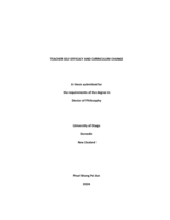 Teacher self-efficacy and curriculum change