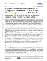 Reduced Weight Gain with Pioglitazone vs Vildagliptin in CREBRF rs373863828 A-allele Carriers: Insights from the WORTH Trial
