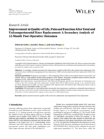 Improvement in Quality of Life, Pain and Function After Total and Unicompartmental Knee Replacement: A Secondary Analysis of 12-Month Post-Operative Outcomes