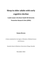 Sleep in older adults with early cognitive decline: A pilot study in the NZ Dementia Prevention Research Clinic (DPRC)