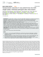 Socioeconomic outcomes in very preterm/very low birth weight adults: individual participant data meta-analysis