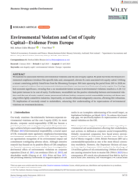 Environmental Violation and Cost of Equity Capital—Evidence From Europe