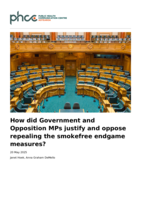 How did Government and Opposition MPs justify and oppose repealing the smokefree endgame measures?