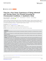 Time for a New Norm: Experiences of 'Being Informed' and 'Having Choice' for Prenatal Screening for Chromosomal Conditions: A Qualitative Study