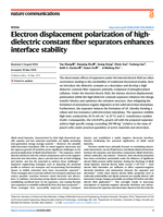 Electron displacement polarization of high-dielectric constant fiber separators enhances interface stability