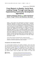 From Rhetoric to Reality: Social Work Leading Change Through Learning and Implementing Community Development Approaches