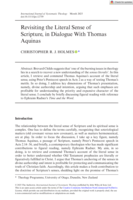 Revisiting the Literal Sense of Scripture, in Dialogue With Thomas Aquinas
