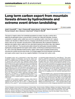 Long term carbon export from mountain forests driven by hydroclimate and extreme event driven landsliding