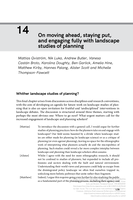 On moving ahead, staying put, and engaging fully with landscape studies of planning