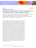 Practitioner perspectives on informing decisions in One Health sectors with predictive models