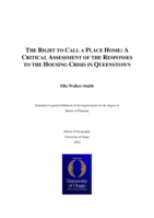 The Right to Call a Place Home: A Critical Assessment of the Responses to the Housing Crisis in Queenstown