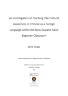 An investigation of teaching intercultural awareness in Chinese as a foreign language within the New Zealand adult beginner classroom