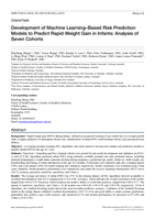 Development of Machine Learning-Based Risk Prediction Models to Predict Rapid Weight Gain in Infants: Analysis of Seven Cohorts