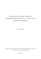 When Age isn't just a Number: Collaborative Constitutionalism and the Make it 16 Inv v Attorney-General Declaration of Inconsistency