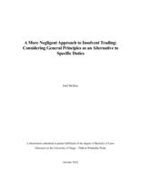 A More Negligent Approach to Insolvent Trading: Considering General Principles as an Alternative to Specific Duties