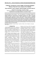 Clinicians’ Perspectives on the Validity of Neuropsychological Memory Tests for Use in Aotearoa New Zealand