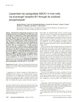 Lipoprotein (a) upregulates ABCA1 in liver cells via scavenger receptor-B1 through its oxidized phospholipids