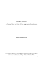 Does the Law Care? A Tikanga Māori and Ethic of Care Approach to Homelessness