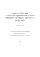 A Journey of Belonging: Constructing a grounded theory of the tabletop role-playing game experiences of autistic adults