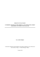 Misogyny in plain sight: Considering the role of the criminal law in preventing street harassment of women in New Zealand