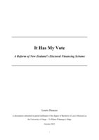 It has my vote: A reform of New Zealand's electoral financing scheme