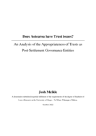 Does Aotearoa have trust issues? An analysis of the appropriateness of trusts as post-settlement governance entities