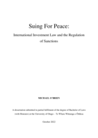 Suing for peace: International investment law and the regulation of sanctions