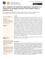 Sport, healthcare and educational organisations’ perceptions of a framework for managing concussion in New Zealand schools: a qualitative study