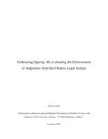 Embracing opacity: Re-evaluating the enforcement of judgements from the Chinese legal system