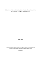 To lead or to follow? A critical analysis of section 135 and section 136 of the Companies Act 1993 in light of Sequana