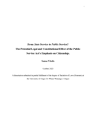 From state service to public service? The potential legal and constitutional effect of the Public Service Act's emphasis on citizenship