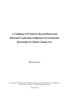 A challenge of worldview reconciliation and reluctant leadership: Indigenous environmental knowledge in climate change law