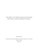 "Almost adults": Is New Zealand's pastoral care code for domestic tertiary students in student accommodation fit for purpose?