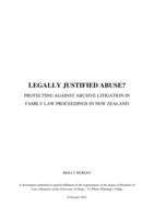 Legally justified abuse?  Protecting against abusive litigation in family law proceedings in New Zealand