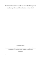 The uncivil patient: how can the law be used to better protect healthcare professional from client-on-worker abuse?