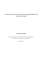 A critical analysis of the current framework for regulating offshore wind energy in New Zealand