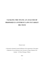 Tackling the titans: An analysis of proposed US antitrust laws to target big tech