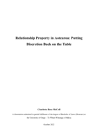 Relationship property in Aotearoa: Putting discretion back on the table