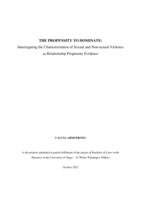 The propensity to dominate: Interrogating the characterisation of sexual and non-sexual violence as relationship propensity evidence