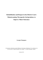 Rehabilitation and respect in the District Court: Mainstreaming therapeutic jurisprudence to improve Māori outcomes