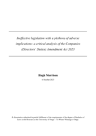 Ineffective legislation with a plethora of adverse implications: a critical analysis of the Companies (Directors' Duties) Amendment Act 2023