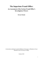 The Imperious Fraud Office: An assessment of the Serious Fraud Office's investigatory powers