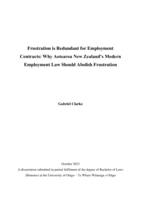 Frustration is redundant for employment contracts: Why Aotearoa New Zealand’s modern employment law should abolish frustration