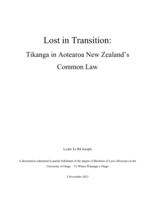 Lost in transition: Tikanga in Aotearoa New Zealand's common law